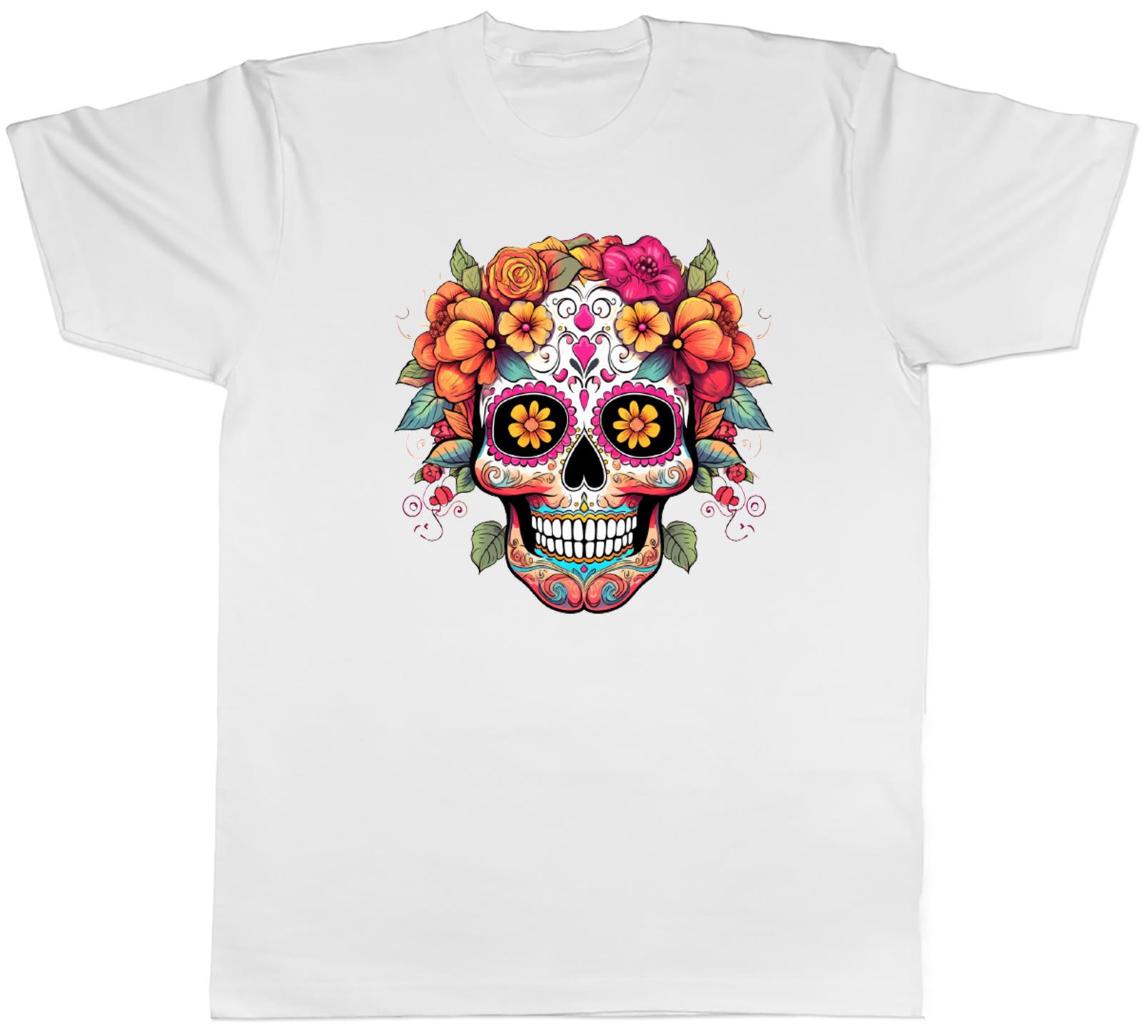 Day of the Dead Unisexs TShirt Halloween Skull Head Flower Lady Tee Gift S