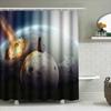 Galaxy Cat Space Bath Curtain Nebula Universe Home Decor Shower Curtain Moon Planet Room Divider Backdrop