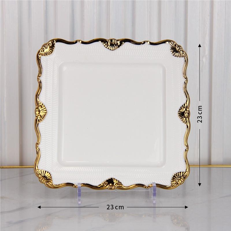Ceramic Gold Edged Dining Plate Fish Plate Steak Plates Pasta Dish Fruit Dish Salad Bowl Soup Bowl Dessert Plates Coffee Cup Mug