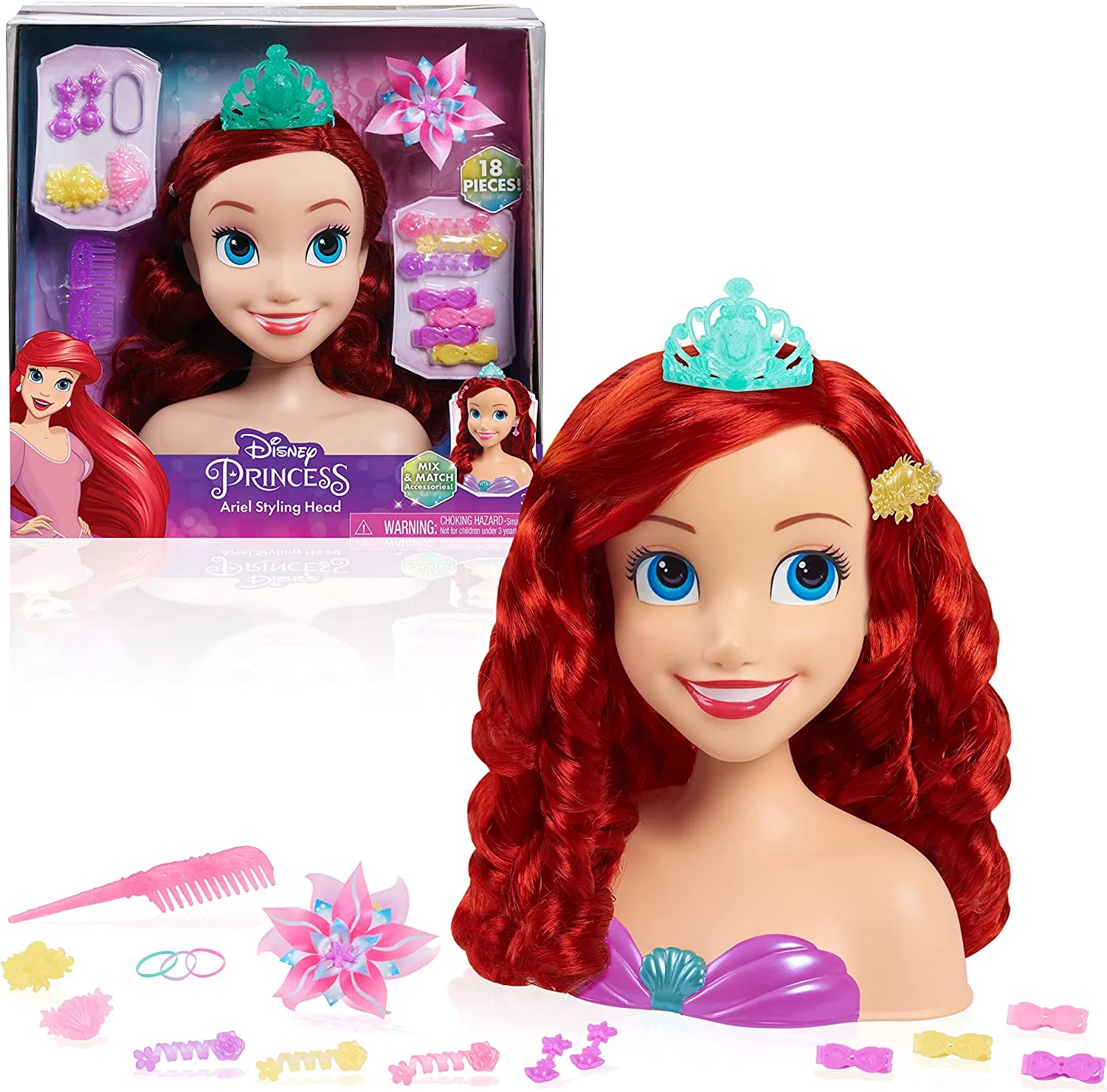 

Just Play Ariel Styling Head Deluxe Little Mermaid Toy Girls Fashionable Hair Accessories [использовано]