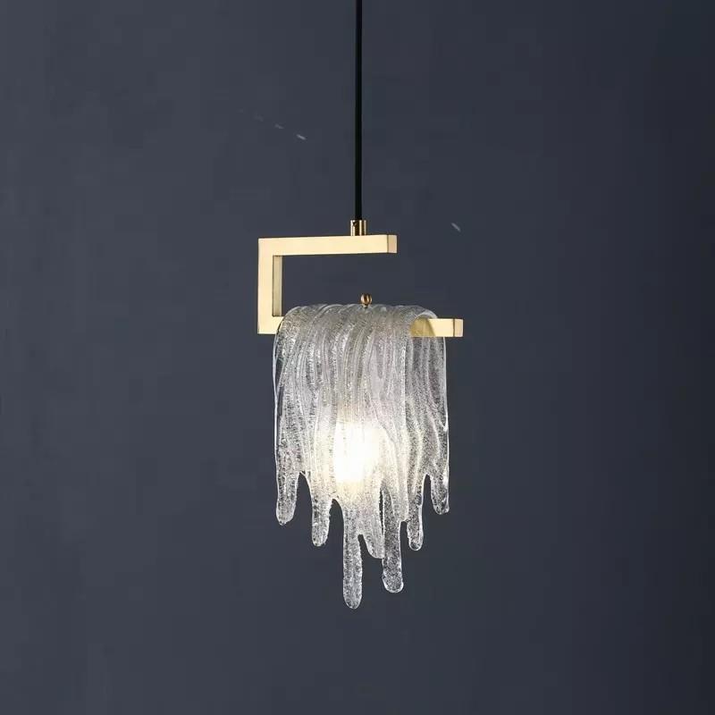 Moderní luxusní zlatá závěsná světla do ložnice k posteli, skleněné závěsné svítidlo pro domácnost, obývací pokoj, kuchyň, mosazné LED osvětlení