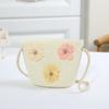 Borsa in paglia con cerniera e fiore per bambina, simpatici accessori per foto, borsa a tracolla intrecciata a mano per bambini, cestino portaoggetti, portamonete, borsa a tracolla