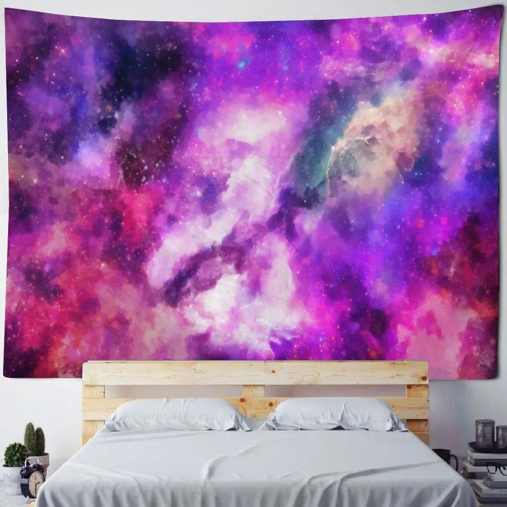 Starry Sky Universe Wall Hanging Tapestry Polyester Fabric Yoga Bed Sheet Beach Mat Living Room Bedroom Home Decoration