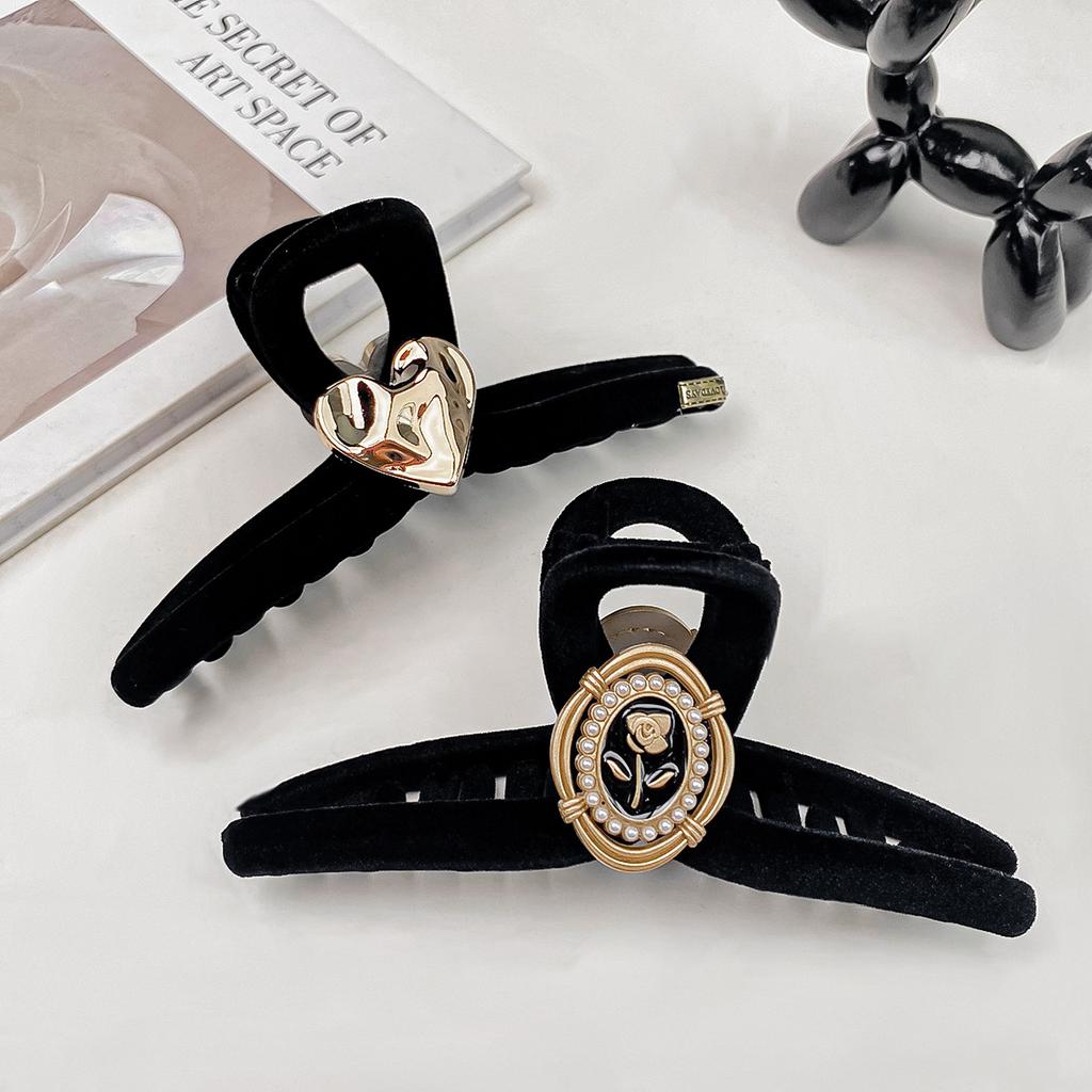 Black Velvet Bow High-End Temperament Fashionable Shark Clip For Women