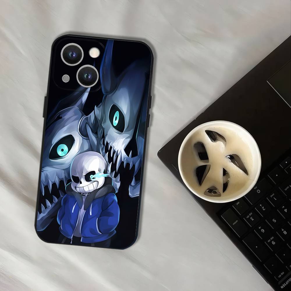 U-Undertale Sans doggo Black Soft Cover Phone Case For iPhone 17,16,15,14,13,12,11,Pro,XS,Max,XR,Plus,E,SE4,Mini