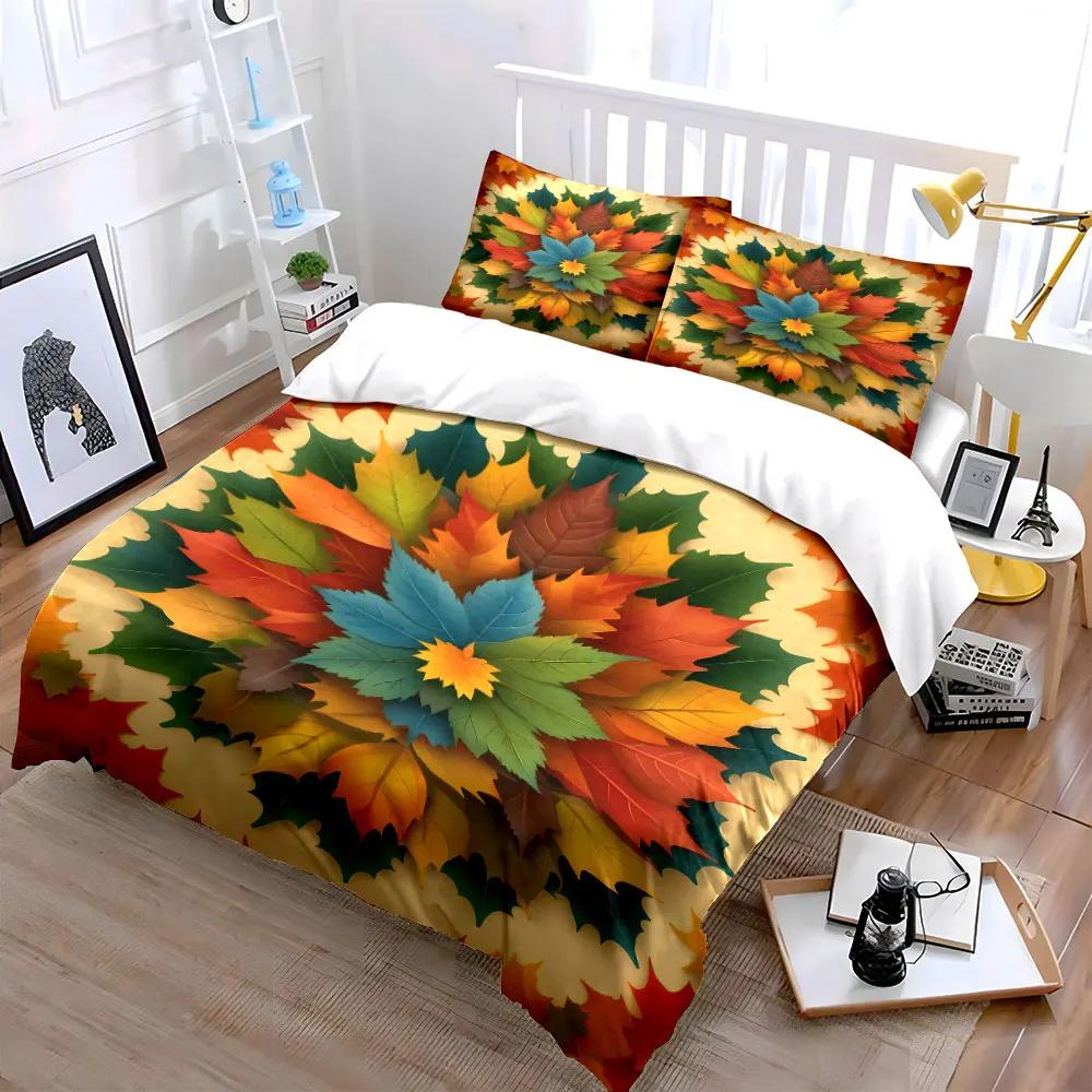 "Autumn Leaves Decorative Set" Soft Comfortable Duvet Cover Bedding Set Included 1*Duvet Cover & 2*Pillowcases gift