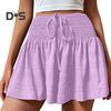 Pantalones cortos holgados de verano para mujer, cintura alta elástica, cordón ajustable, minifalda con volantes, pantalones cortos deportivos plisados y elásticos.
