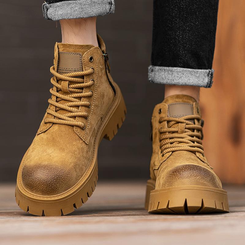 Fashion Thick soled autumn and winter men's boots Trendy British retro style Business Office Quality adult warm High top shoes New