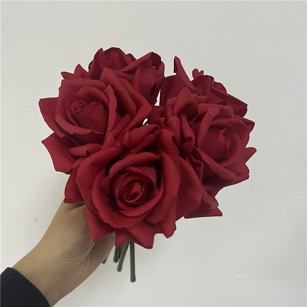 Multicolor Lifelike Flowers Bouquet 5 Heads Flower Bouquet Realistic Artificial Flower Rose  Gift