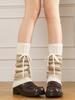 Retro Striped Knitted Stacking Socks Autumn And Winter New Thickened Warm And Comfortable Wool Straps Bow Tube Socks