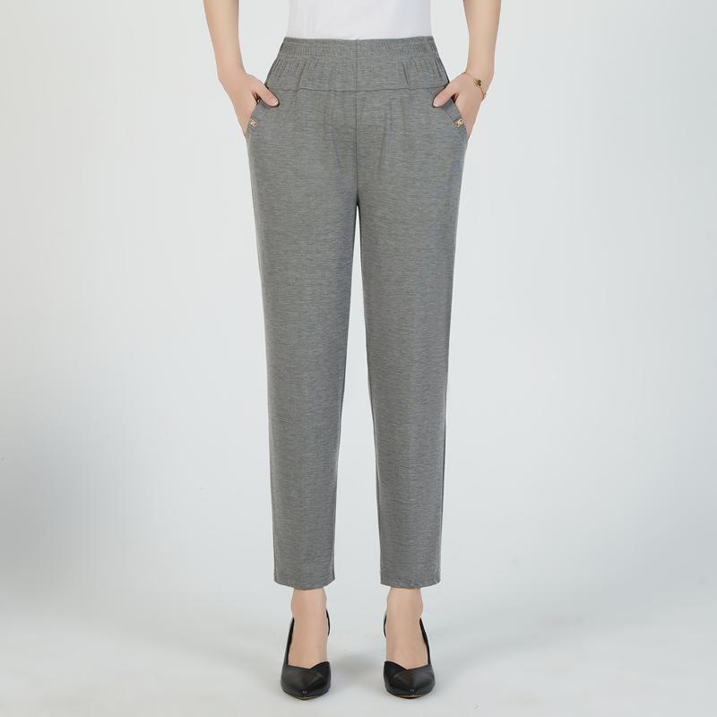 

Летние женские брюки с высокой талией, элегантные повседневные свободные брюки с эластичной резинкой на талии, черные женские брюки больших размеров XL бежевый