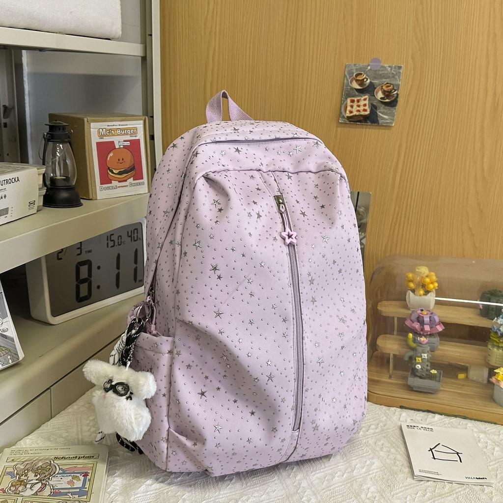 Schoolbag high value star backpack female college student lightweight simple schoolbag Korean ins style high school student casual backpack