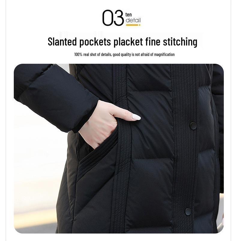 Women's 2025 Fashionable Long White Duck Down Puffer Coat - Chic, Waist-Slimming, Over-the-Knee, Extra Long Winter Style