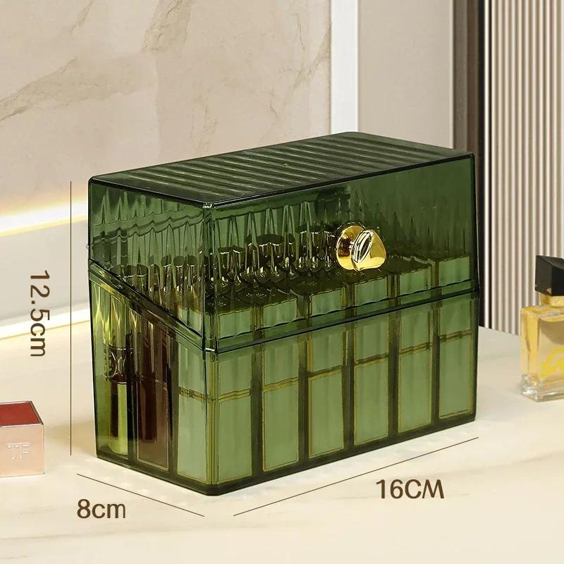

18Grids Luxury Lipstick Holder Display Rack Case with Lid Cosmetic Nail Polish MakeUp Organiser Box Transparent Cosmetics Box