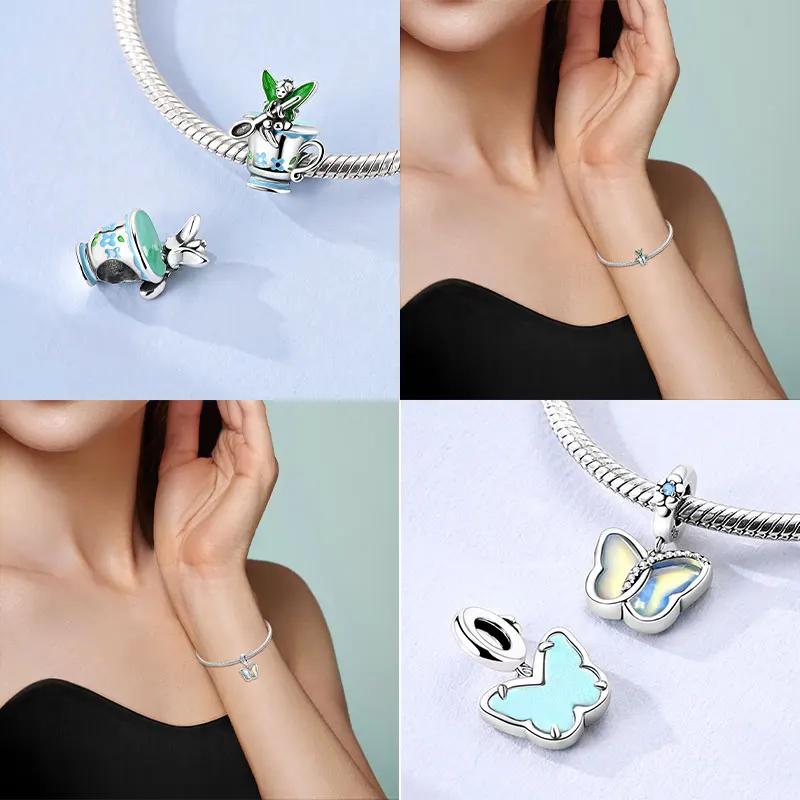 Religious Series Original Charms Beads Copper Prayer Hand Activities Pendant For Woman Fit Bracelet Making Jewelry Diy Gift