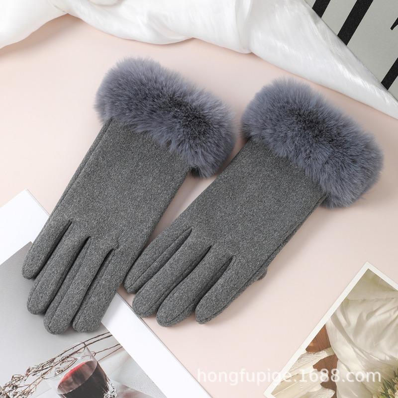 Warm gloves women's winter thickened fresh sheep's nun riding wool mouth cold outdoor windproof heat storage gloves