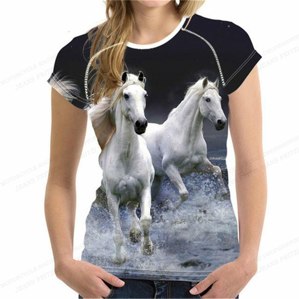 Animal Printed Clothes for Summer, 3D Printed Girls' Short Sleeved Tops, Women's T-shirts, and T-shirts