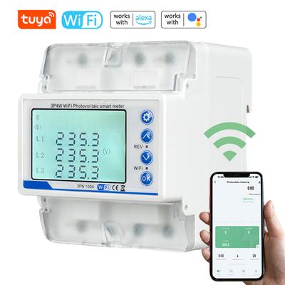 Tuya WiFi 3P4W Photovoltaic Meter Three Phase Reclosure Switch Intelligent Reclosing Protector LCD