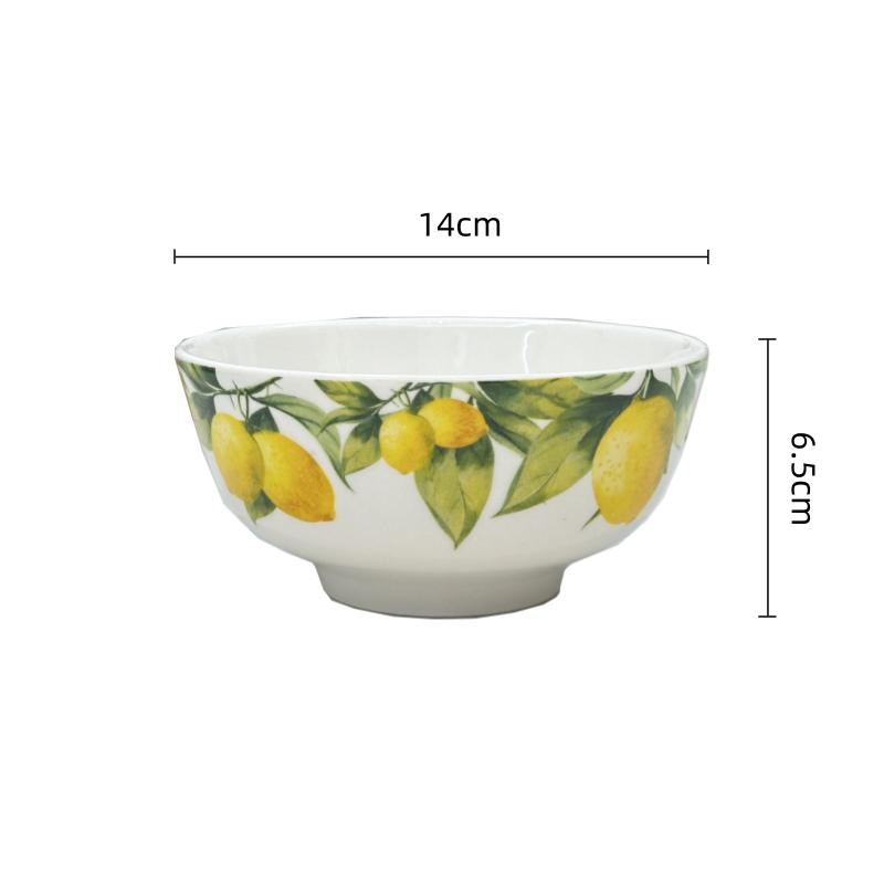 Lemon Pattern Porcelain Plate Ceramic Bowl Hand-painted Round Dinner Plate Fruit Dish Kitchen Plates Japanese Dishes