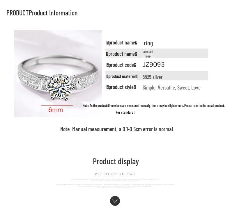 S925 Sterling Silver Romantic Simulated Diamond Open Band Ring for Women - Elegant Gift for Girlfriend.