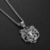 Megin Edelstahl Titan Hip Hop Punk Iced Out Grünes Auge Tigerkopf Anhänger Halsketten für Männer Frauen Schmuck