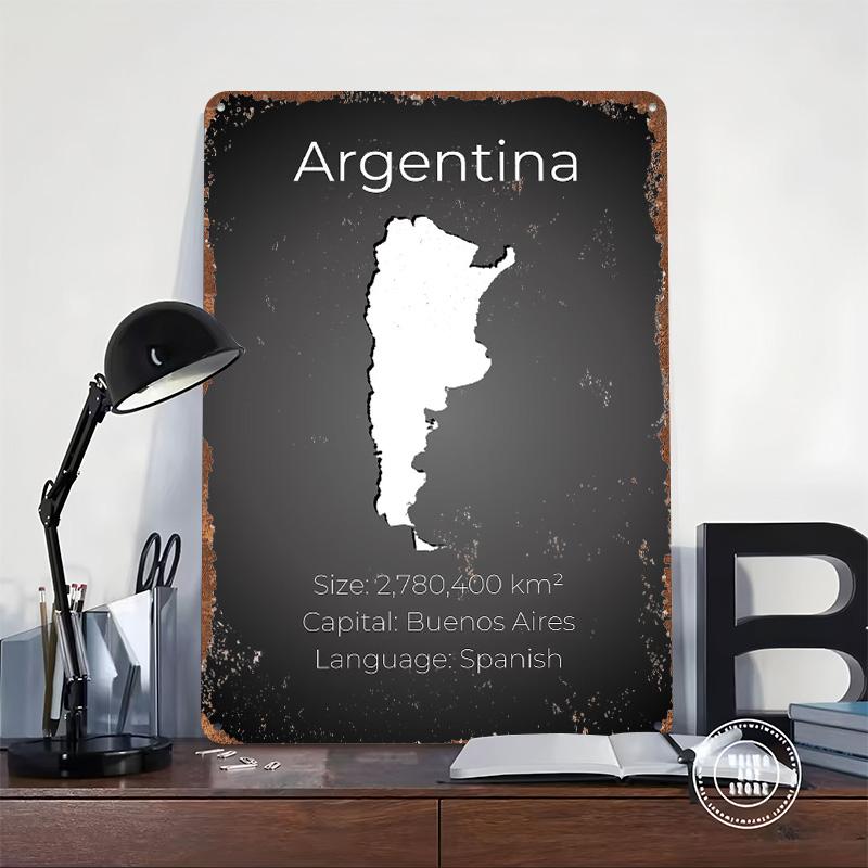 Argentina Map Metal Poster Customized Wall Art Retro Vintage Tinplate Signs for House Decor Room Decoration At Home Man Cave
