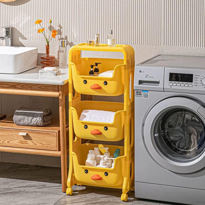 Children's Cartoon Trolley Storage Rack: Multi-Layer Movable Organizer for Books and Snacks