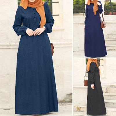 floor length denim dress
