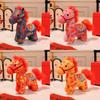 New Year Plush Toy Horse Zodiac Figurine With Pp Cotton For Good Luck Gift
