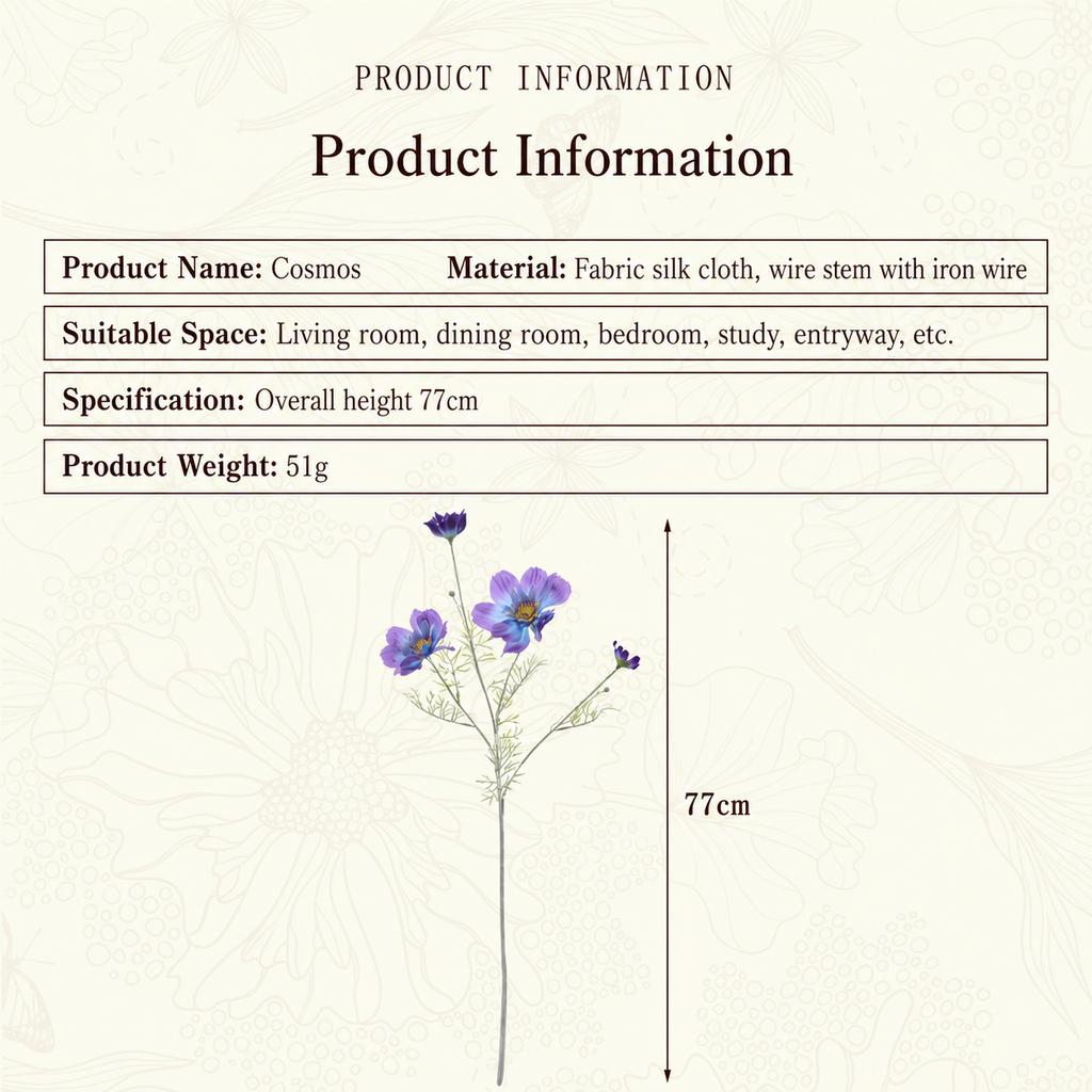 High Quality Artificial Cosmos Flower Silk Fake Daisy Flocked Stem Large Head Faux Flower for Home Wedding Decors DIY Bouquet