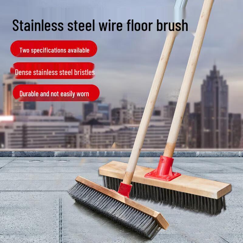 SUNWRAP Long Handle Hard Bristle Floor Cleaning Brush