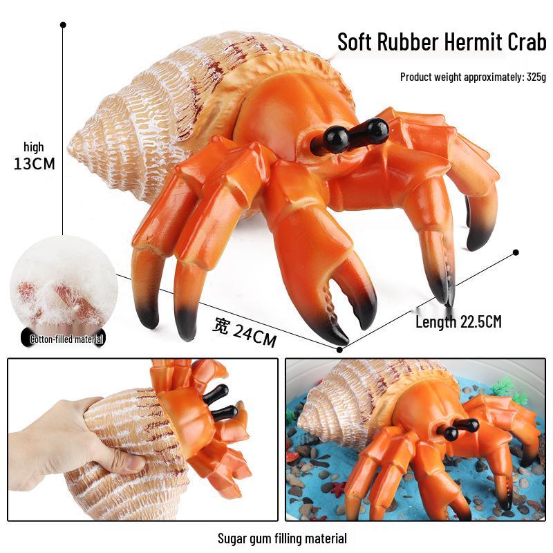 Large Soft Rubber Hermit Crab Toy - Marine Life Model & Stress Reliever