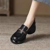 Retro platform small leather shoes new autumn single shoes lazy soft leather high heel thick heel