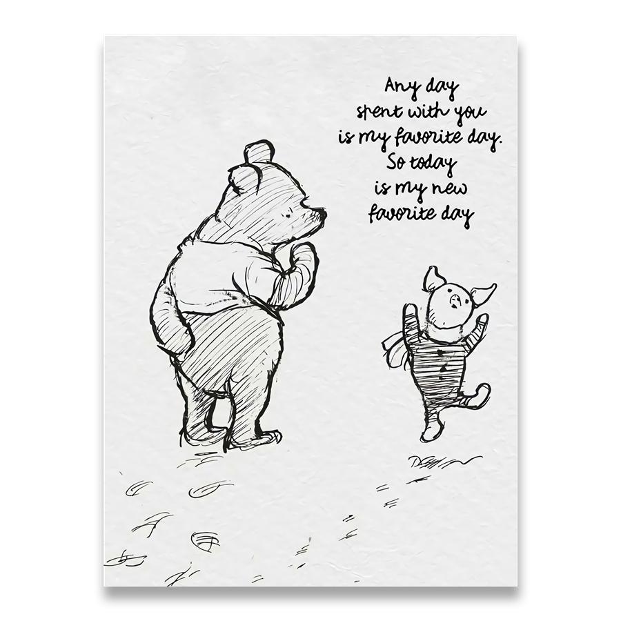 Winnie The Pooh Quotes Canvas Posters and Prints Classic Cartoon Movie Art Painting Black White Picture Kids Room Wall Art Decor