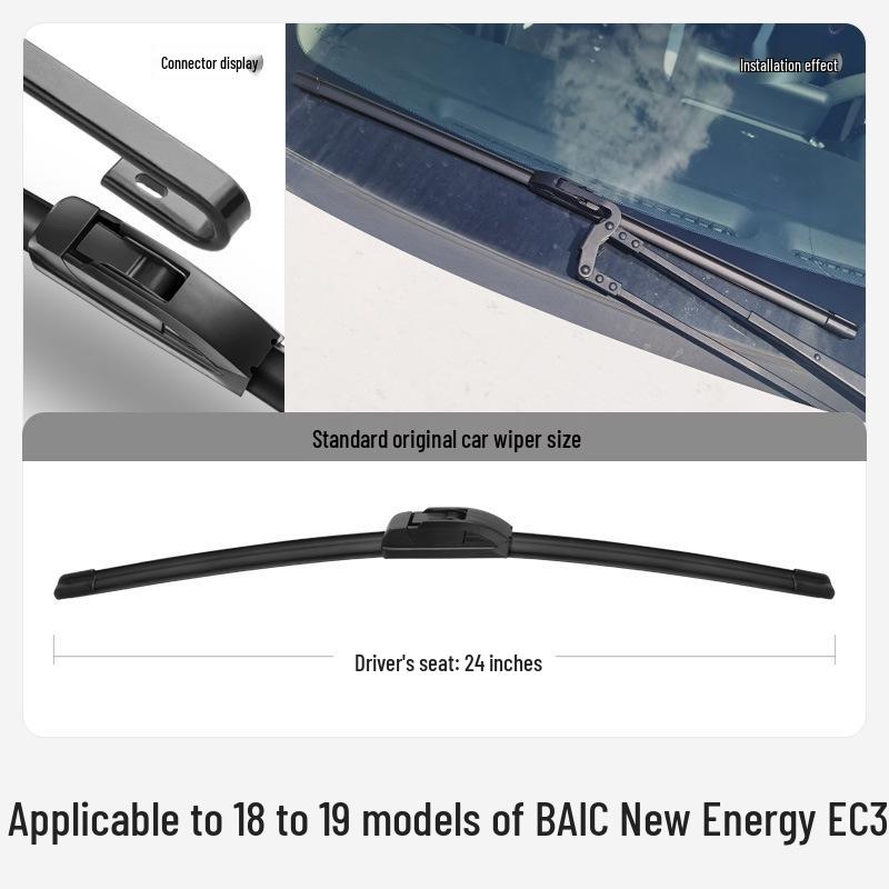 

BAIC EC3 Anti-Static Boneless Wiper Blades - Original Car Accessories with Dynamic Sound and Assembled Rubber Strips BAIC New Energy EC3/2018-2019 [Passenger s side]