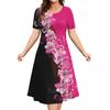 Damen Sommer Mode lockeres Kleid elegantes Rundhals kurzärmeliges Kleid