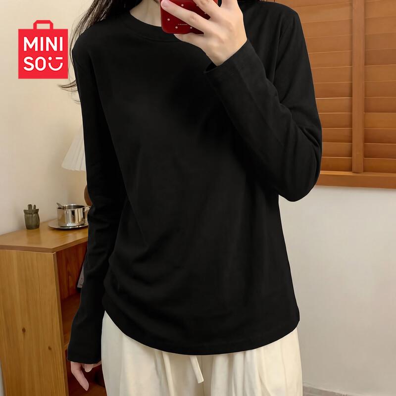 MINISO Women's 2026 Spring Pure Cotton Long Sleeve T-Shirt
