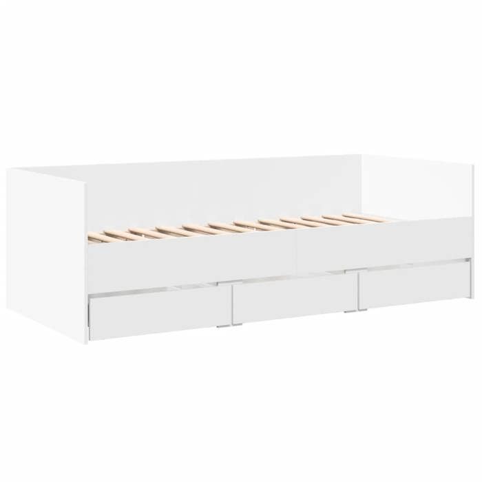 VidaXL Day Bed with Drawers, Sofa Bed with Storage, Guest Bed, Living Room Bedroom Furniture, Modern, White 3280825