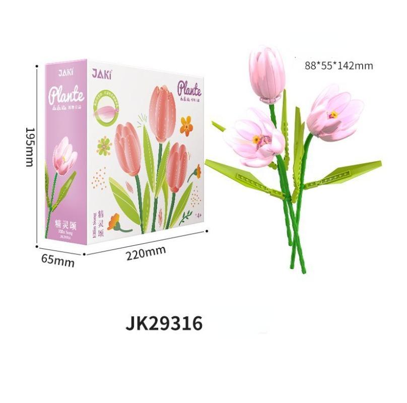 Tulip Flower Bricks Set Building Block Bouquet Model Home Decoration Plant Potted Flower Assembly Bricks Child Festive Gifts