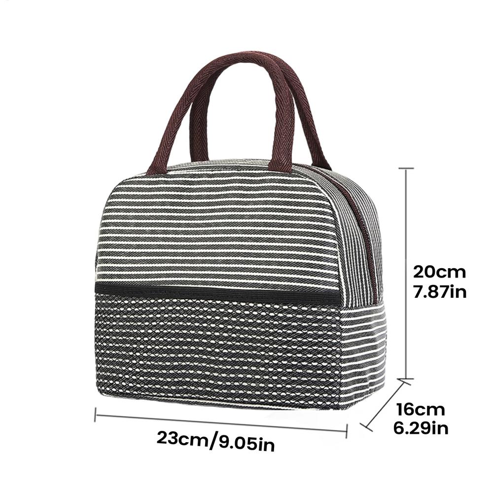 Insulated Lunch Tote Bag with Mesh Pocket Reusable Lunch Box Container for Kids Adults Office School Camping Picnic Beach