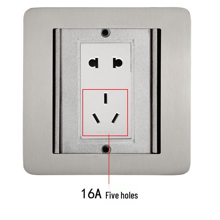 Stainless Steel Flip-Cover Floor Socket - UK/US Standard, Network Multimedia, Open-Type, Thai Style