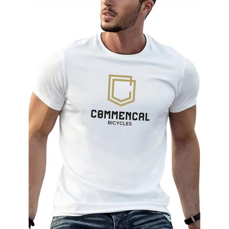

European sizes Commencal Logo T-Shirt for Men, Featuring a Cute Design. It Has a Comfortable Fit, Trendy Cultural Apparel, Stylish Design 4XL білий
