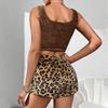 Spring Autumn Plus Size 3XL 4XL 5XL Tank Tops and Shorts Pajamas Set Casual Loose Velvet Leopard Print Pyjamas for Women Sleepwear Set Homewear