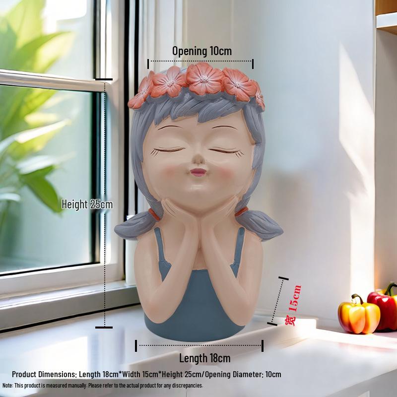 Nordic Style Resin Fairy Flower Pot - Cute Cartoon Succulent Desktop Ornament.