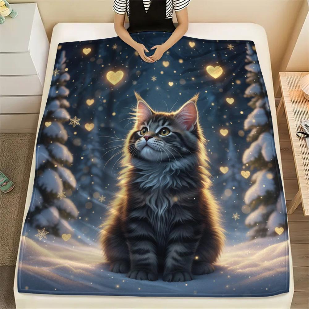 1PC Cute Little Animals Print Flannel Blanket, High Quality Comfortable for All Seasons, Home Decor, Warmth and Comfort