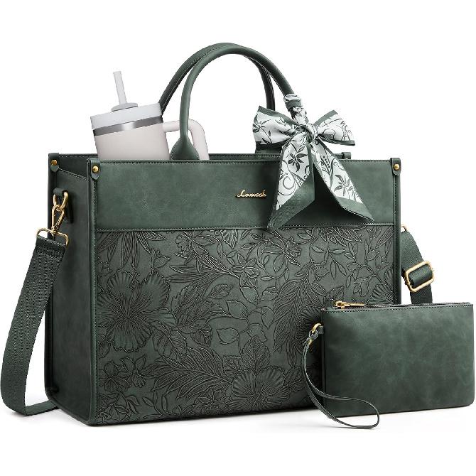 LOVEVOOK Torba Tote na Laptop dla Kobiet, Vintage Torba Biznesowa z Dużym Uchwytem na Kubek | Wodoodporna Torba na Komputer Biznesowy, Torba Ręczna dla Nauczyciela, Teczka, Biuro