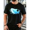 Cute Blue Shark Water Splash Print Men's Front T-Shirt, Ocean Animal Pattern Casual Short Sleeve Top