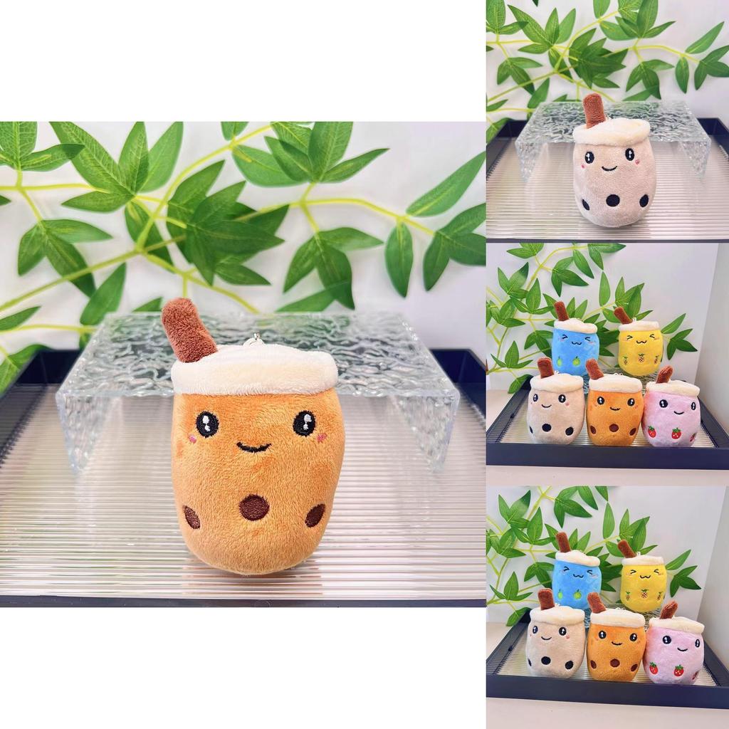 Cute Fruit Bubble Tea Cup Plush Keychain Adorable Cartoon Plush Toy For Kids