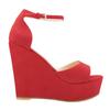 Women Sandals Sexy 12cm Peep Toe Ankle Strap Platform Wedge High Heels Sandals Party Red Wedding Dress Ladies Shoes