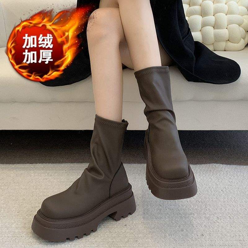 

Маленькие ботинки Мартин на толстой подошве, женские, новые 2025, весенне-осенние, французские, универсальные, в британском стиле, тонкие короткие ботинки 46